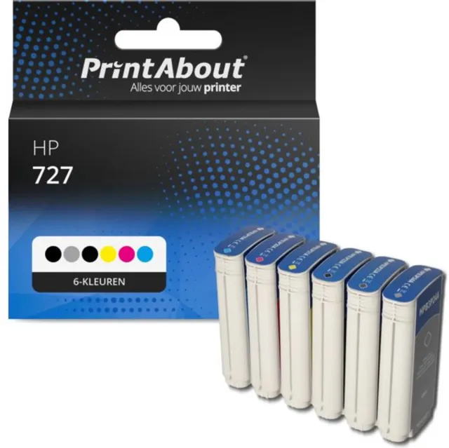 PrintAbout Huismerk HP B3P19/20/21/22/23/24A (727) Inktcartridge 6-kleuren Voordeelbundel