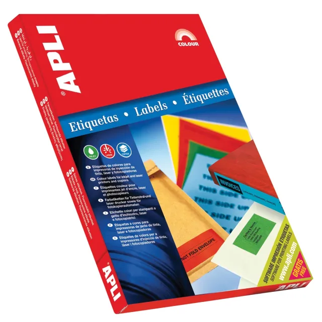 Apli Gekleurde etiketten ft 70 x 37 mm (b x h), blauw, 2.400 stuks, 24 per blad
