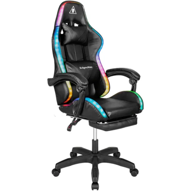 Corenia Gamingstoel – Game Chair – Gamerstoel – Bureaustoel – Zitzak – LED RGB Achtergrondverlichting – Verstelbare Voetensteun Zwart