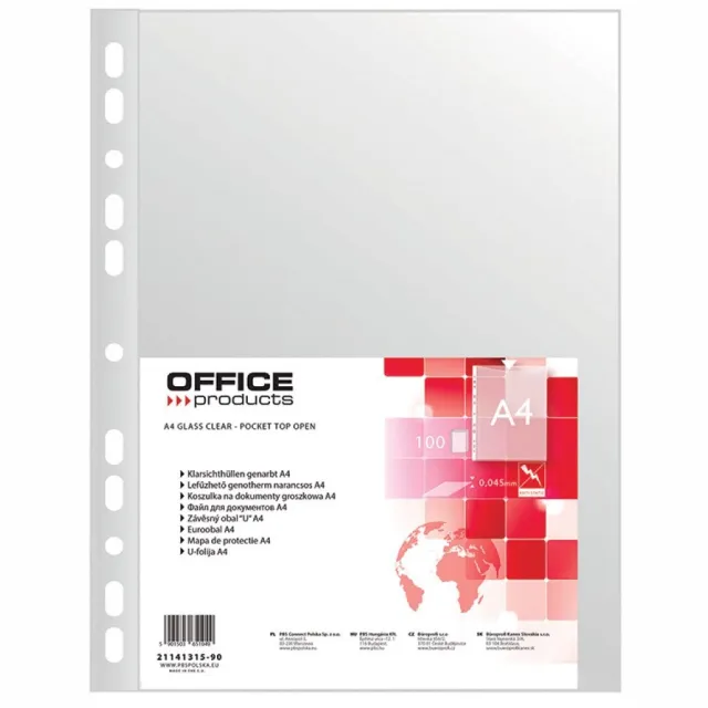 Office Products showtas, gekorreld, A4, 45 micron, pak van 100 stuks