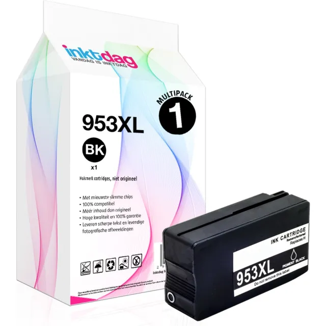 inktdag inktcartridges voor HP 953xl zwart, Hoge Capaciteit (1stuk) Zwart x 1