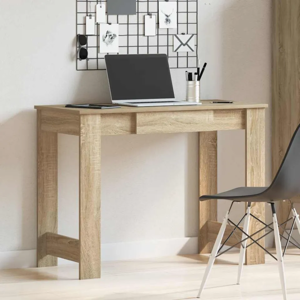 vidaXL Bureau 100x45x75 cm bewerkt hout sonoma eikenkleurig, foto 3