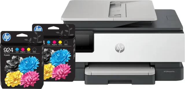 Hp OfficeJet Pro 8122e + 2 zwarte + 2 kleuren cartridges