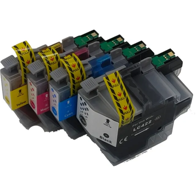 KATRIZ huismerk inkt voor| 1x LC422XL Zwart + 1x LC422XL Cyaan + 1x LC422XLMagenta + 1xLLC422XL Geel | BrotherLC422XL/LC422/422 | 4 stuks- Met chip