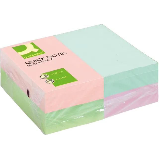 Q-CONNECT Quick Notes, ft 76 x 127 mm, 100 vel, pak van 12 blokken in pastelkleuren blauw