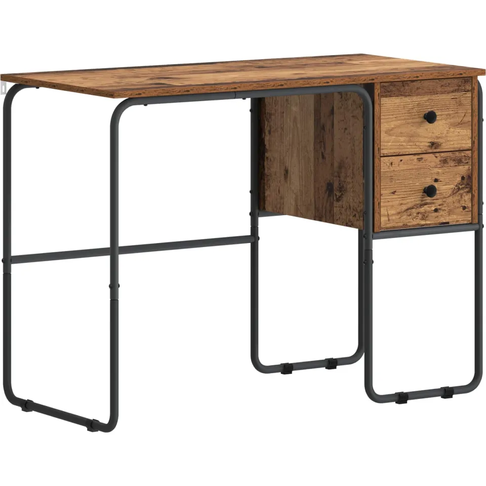 vidaXL Bureau met opbergruimte Oud hout 100 x 50 x 75 cm bruin, foto 3
