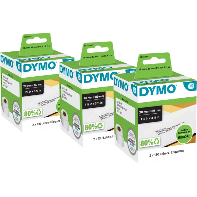 Dymo LabelWriter Adres Etiket 28 x 89 mm 260 stuks 3-pack