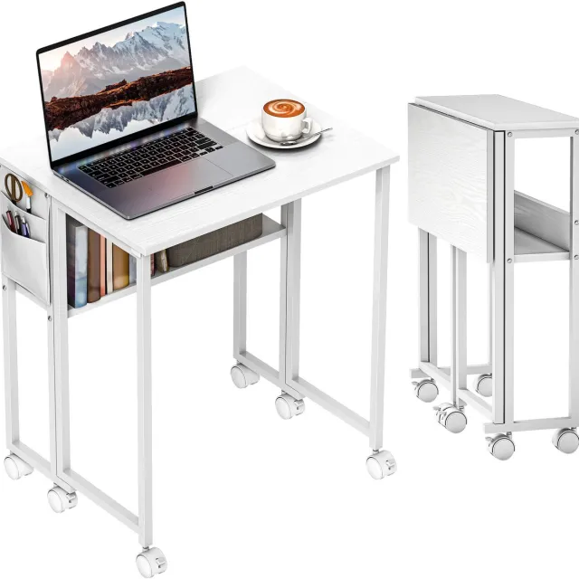 Homcom Writing Desk-MDF, Stahl-63L x 50B x 75H cm-Weiß Wit