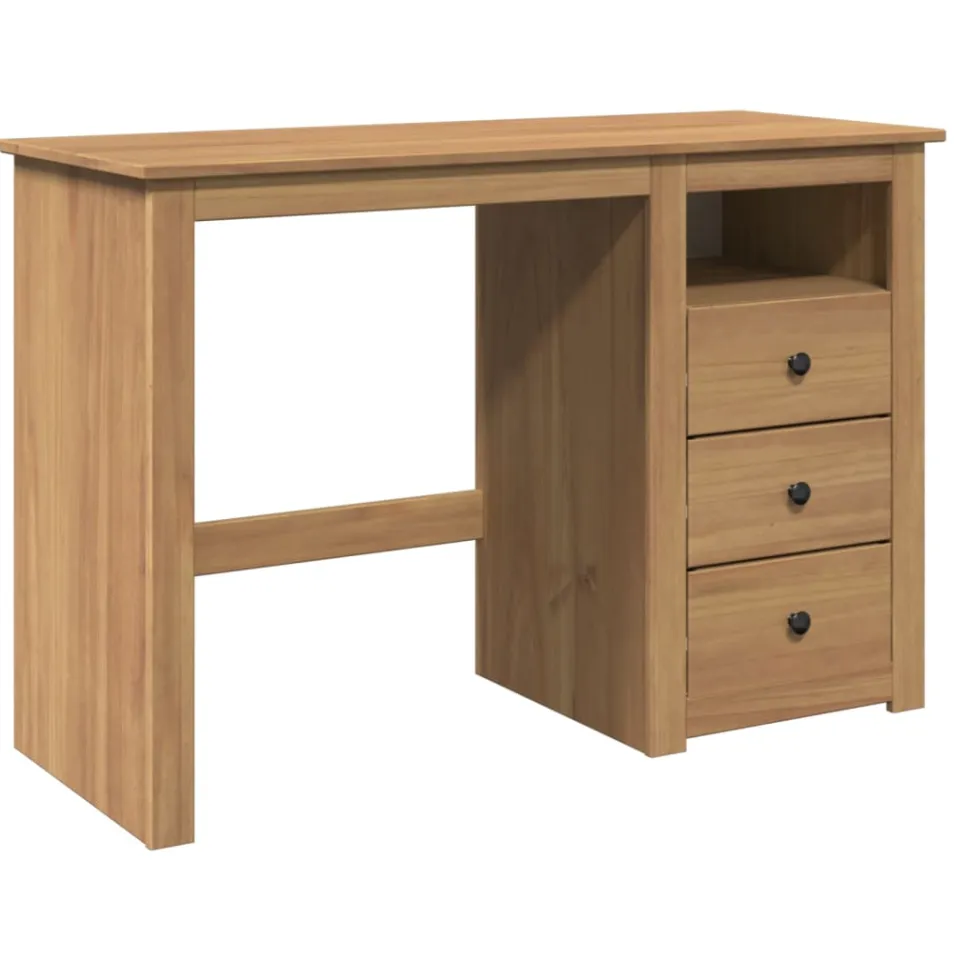 vidaXL Bureau Panama 112x45x75 cm massief grenenhout bruin, foto 3