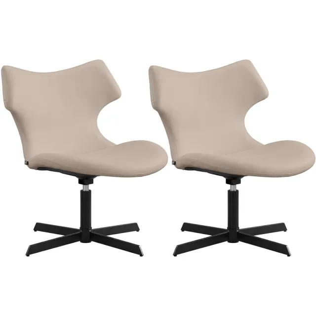CLP Set van 2 Loungestoelen Welland - 360° Draaibaar - Lederlook - creme
