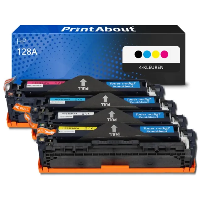 PrintAbout huismerk Toner 128A (CE320A) 4-kleuren Multipack Geschikt voor HP