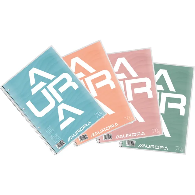 Aurora collegeblok A4, 70 g/m², geruit 5 mm, 80 vel blauw