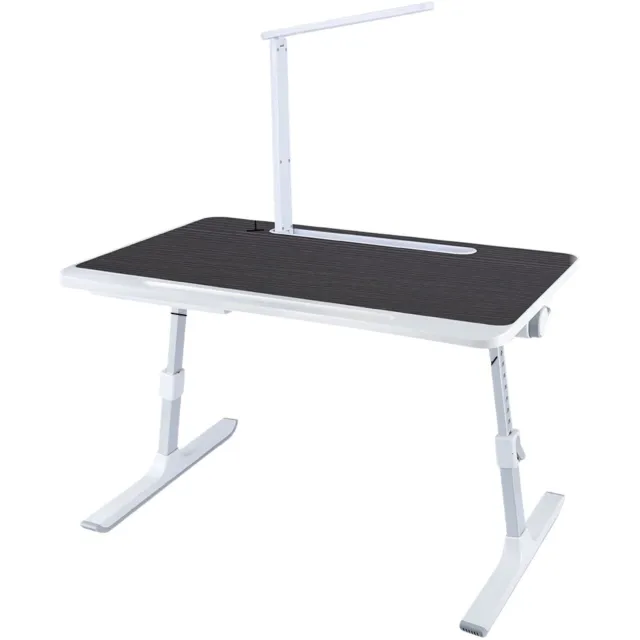 Happiq Laptoptafel - Voor Bed of Bank - Verstelbaar met LED-lamp - Zwart Wit