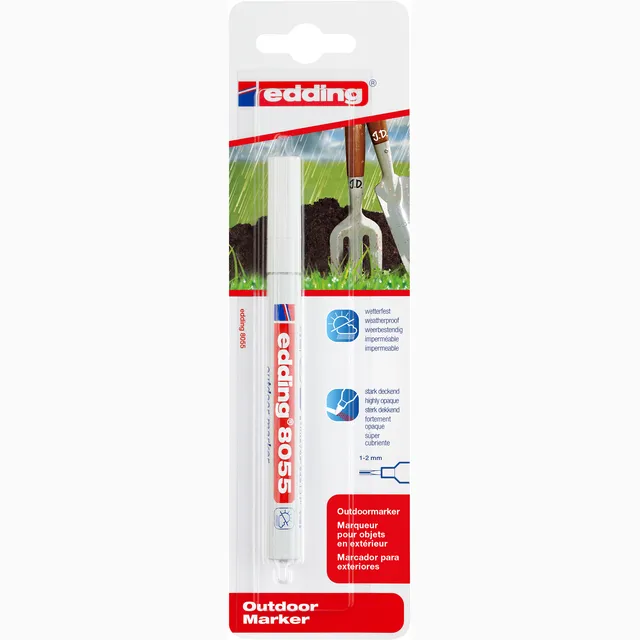 Viltstift edding 8055 outdoor 1-2mm wit blister à 1 stuk