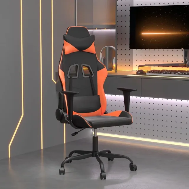 vidaXL Gamestoel - kunstleer - zwart - en - oranje zwart en oranje