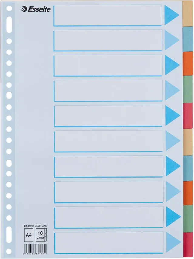 Esselte tabbladen 10 tabs, karton van 275 g/m²