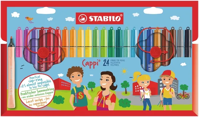 Stabilo Viltstift STABILO Cappi 168/24 medium assorti etui à 24 stuks