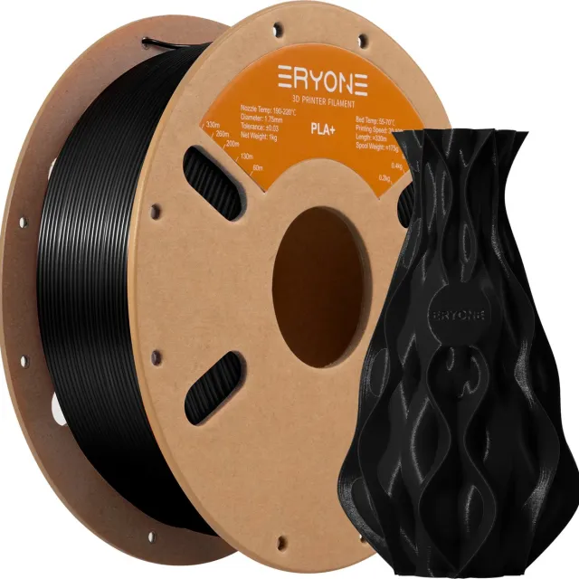 Eryone PLA+ Zwart - 1Kg 1,75mm - Plus - 3D printer filament Zwart +