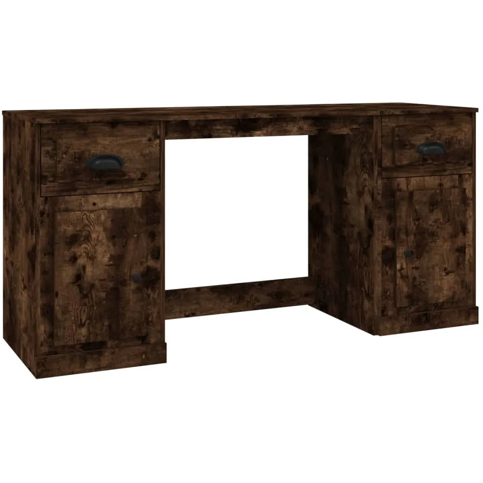 vidaXL Bureau met kast bewerkt hout gerookt eikenkleurig Bruin