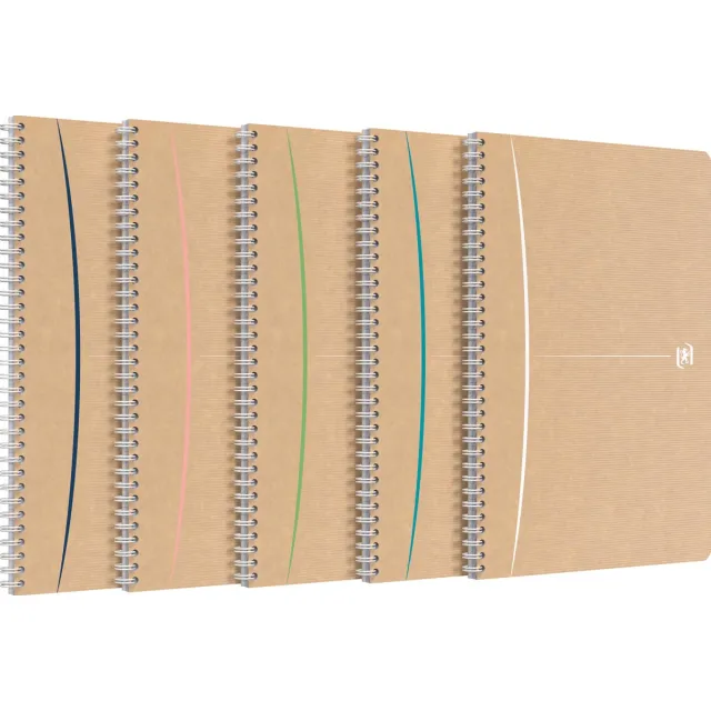 Oxford Touareg spiraalschrift, 180 bladzijden, ft A4, gelijnd, geassorteerde kleuren blauw