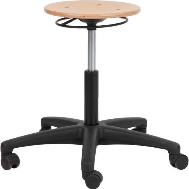 ABC Kantoormeubelen Lage werkkruk Workforce, model 7821N met zachte wielen Houtkleur