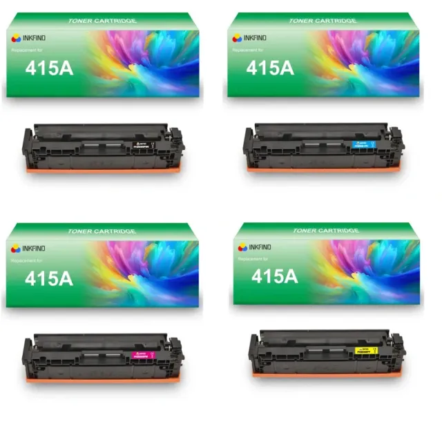 INKFIND 415A (W2030A/W2031A/W2032A/W2033A) tonercartridge multipack van 4 stuks (Zwart+Cyaan+Magenta+Geel) compatibel met HP 415A (W2030A/W2031A/W2032A/W2033A) toner cartridge -4-pack BK/C/M/Y Zwart/Cyaan/Magenta/Geel
