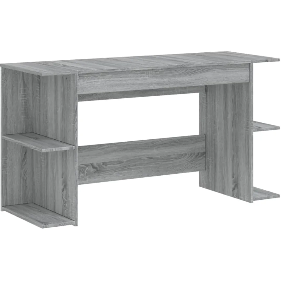vidaXL Bureau 140x50x75 cm bewerkt hout grijs sonoma eikenkleurig, foto 3