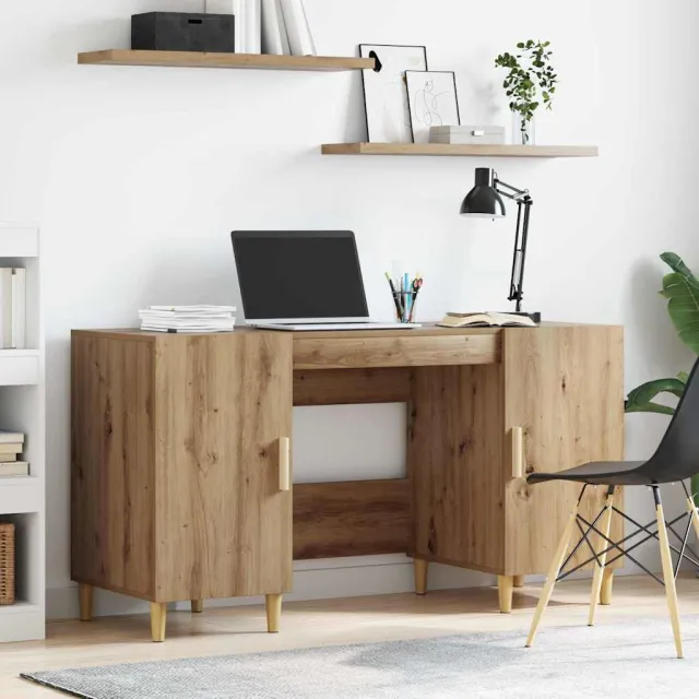 vidaXL Bureau Artisan Eiken Bewerkt hout 140 x 50 x 75 cm, foto 2