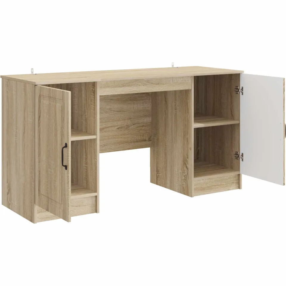 vidaXL Bureau Sonoma Eiken 142,5 x 50 x 75 cm Bewerkt hout, foto 3