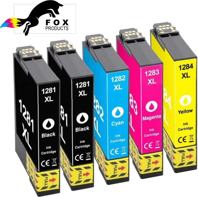 FoxProducts T1285 XL 1285xl - 5 stuks T-1285 T-1284 T-1283 T-1282 T-1281 - cartridge - Geschikt voor Epson - Stylus SX125 - SX130 - SX235W - SX420W - SX425W - SX435W - SX445W - Stylus Office BX305F - BX305FW Zwart, Magentea, Cyaan, Yellow