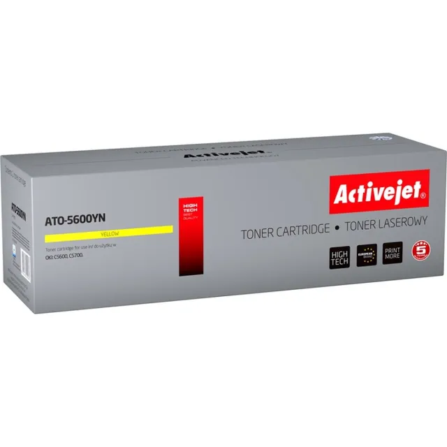 ActiveJet ATO-5600YN Toner voor OKI-printer; OKI 43324406 Vervanging; Opperste; 2000 pagina's; geel. Zwart