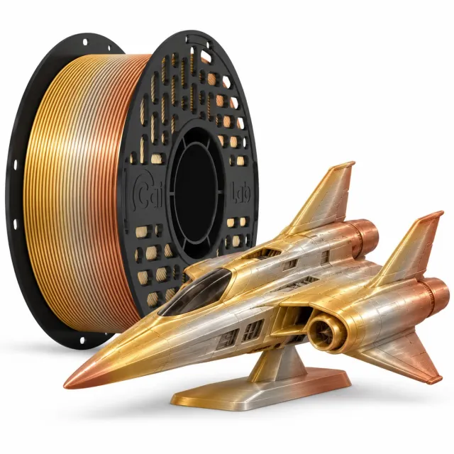 Cailab PLA-Silk+ Filament Driekleurig Goud, Zilver & Koper – 1KG – 1.75mm – Premium Zijdeglans – Snelle Levering