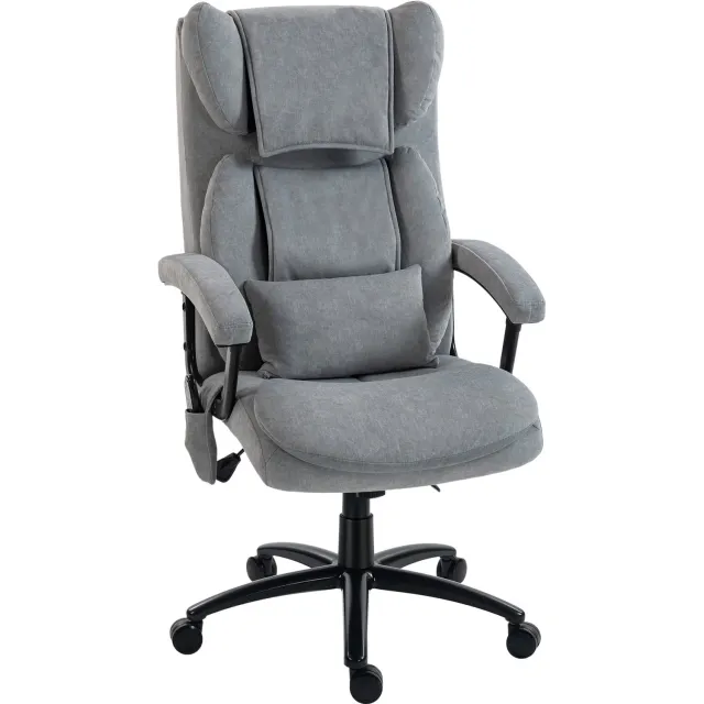 Homona Massage-bureaustoel - Met lendenkussen en nekmassage - In hoogte verstelbaar - 70,5 x 76 x 114-122 cm - Grijs