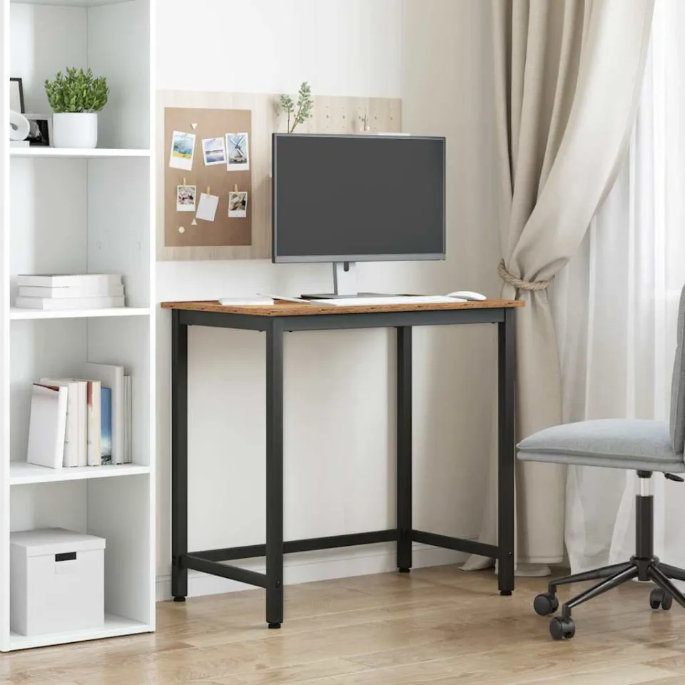vidaXL Tafel Oudhout 100 x 50 x 76,5 cm Engineered hout en staal, foto 3