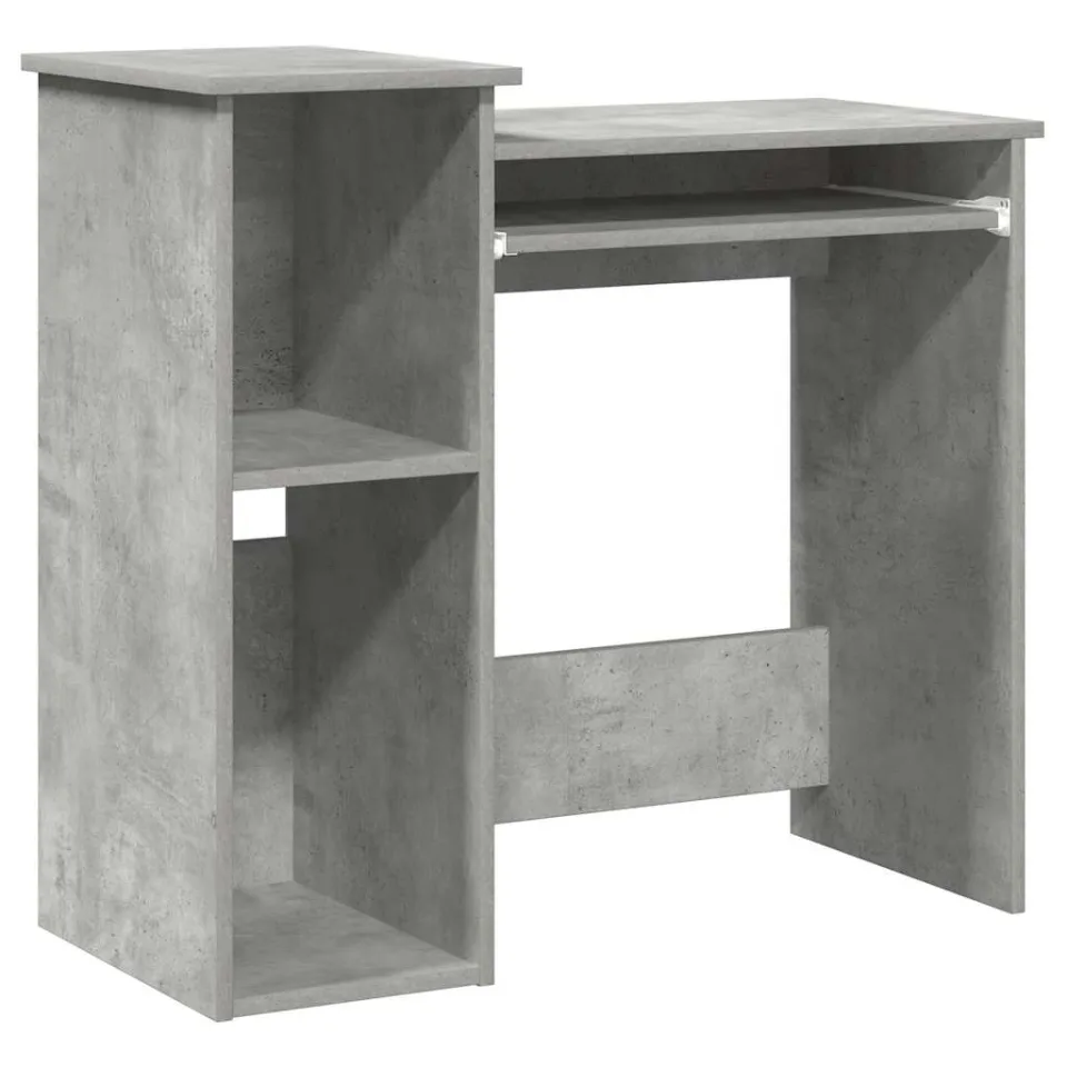 vidaXL Bureau met schappen 84x40x78 cm bewerkt hout betongrijs grijs, foto 3