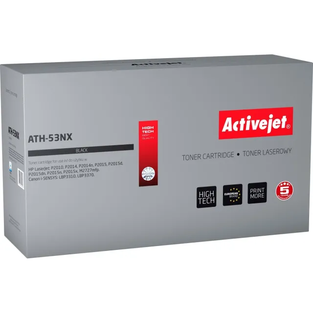 ActiveJet AT-53NX Toner voor HP-printer; HP 53x Q7553x, Canon CRG-715H vervanging, oppermachtig; 7900 pagina's; zwart.