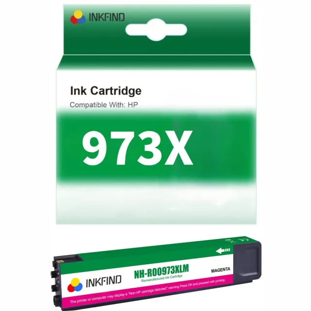 INKFIND 973X Magenta Inktcartridge compatibel met HP973 HP973X HP 973 HP 973X voor HP Pagewide Pro 452dn, 452dw, 477dn, 477dw, 477dwt, 552dw, 577dw, 577z Hoge Capaciteit - 1-pack Magenta Magenta x 1