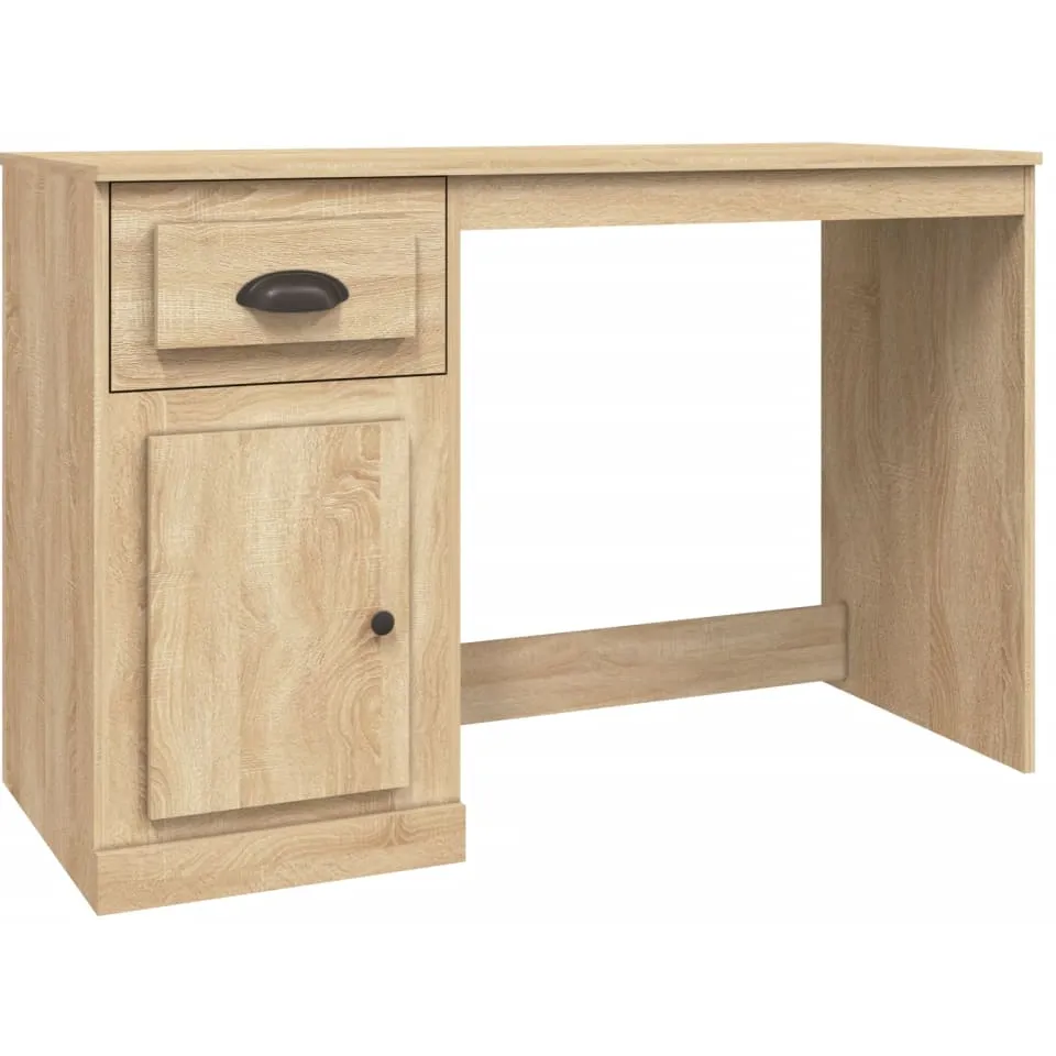vidaXL Bureau met lade 115x50x75 cm bewerkt hout sonoma eikenkleurig Bruin