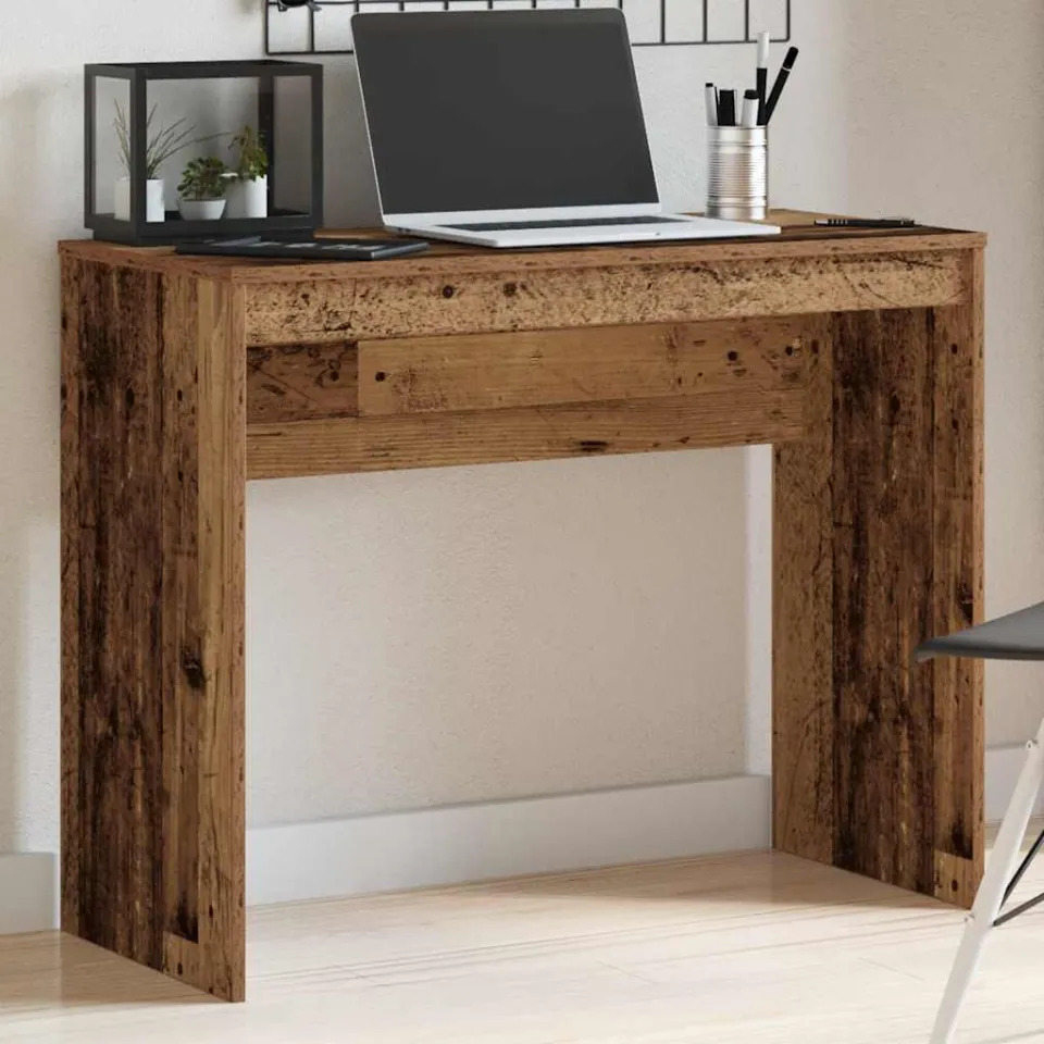 vidaXL Bureau 90x40x72 cm bewerkt hout oud houtkleurig bruin, foto 3