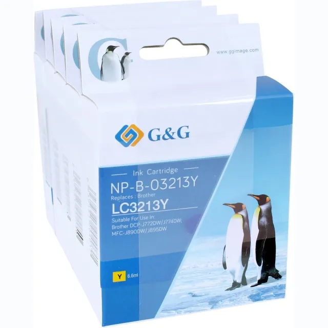 G&G 5-delige G&G LC3213 inktpatronen set geschikt voor Brother - Inktcartridge multipack - 2x Zwart - Cyaan - Magenta - Geel zwart + kleur