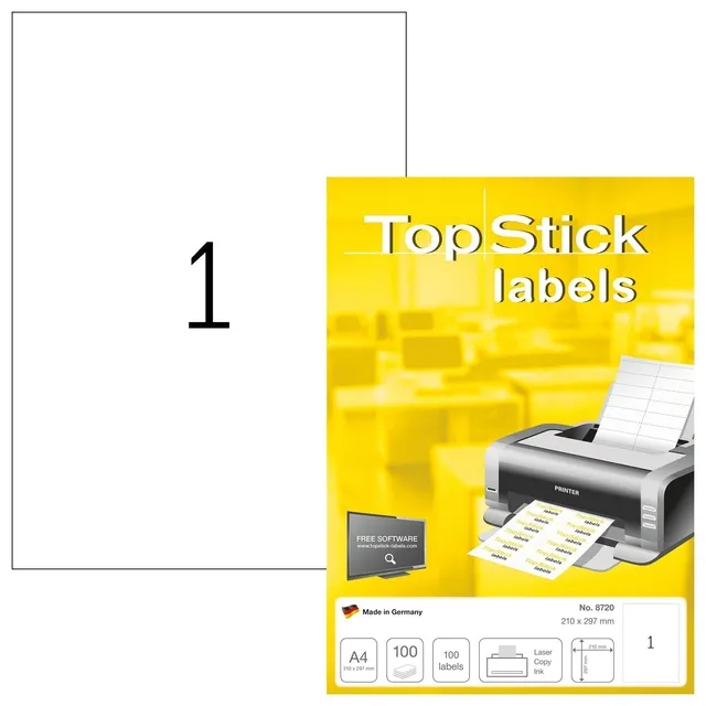 TopStick Etiket TopStick 8720 210x297mm wit 100 stuks