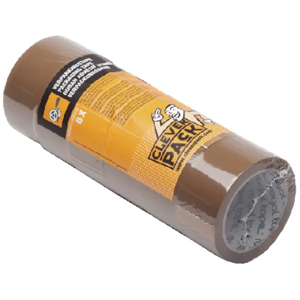 Cleverpack Verpakkingstape CleverPack 48mmx66m bruin PP seal à 6 rollen