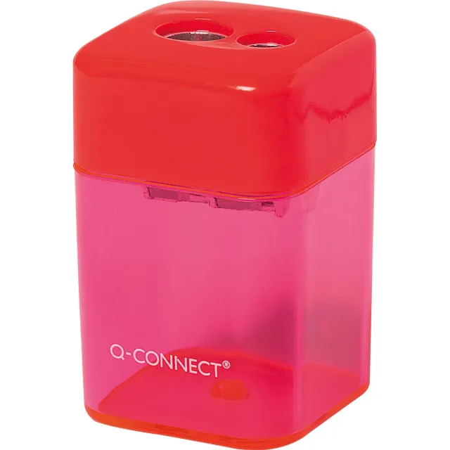 Q-CONNECT potloodslijper, 2 gaats geassorteerde kleuren blauw