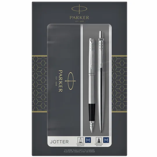 Parker Balpen en vulpen Parker Jotter stainless steel CT medium 2 stuks