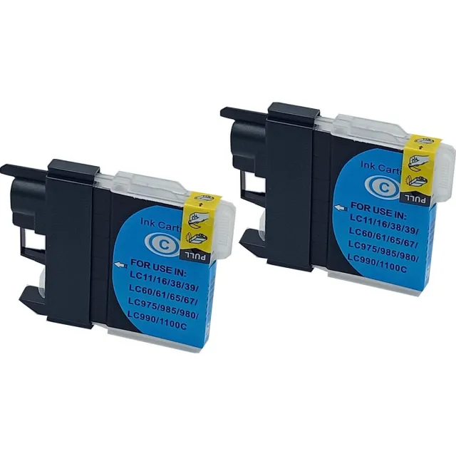 KATRIZ huismerk inkt voor|Brother /LC980/LC985/LC1100/LC1100HC|19ml | ( 2stuks) Cyaan