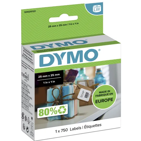 Dymo Etiket Dymo LabelWriter multifunctioneel 25x25mm 1 rol á 750 stuks wit