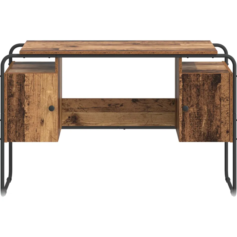 vidaXL Bureau met opbergruimte Oud hout 120 x 50.5 x 75.5 cm bruin, foto 4