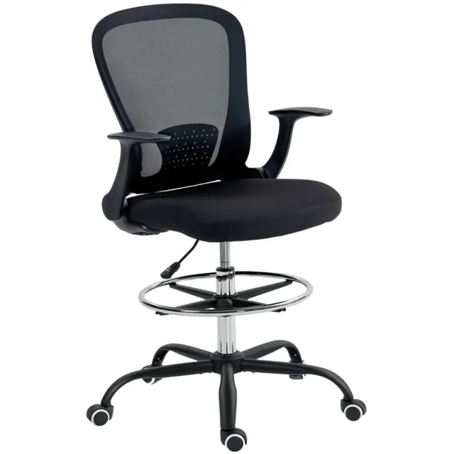 Clruro Bureaustoel - 59x62x99-119 cm - Verstelbare Voetenring - Lendensteun - Mesh - Zwart Clruro