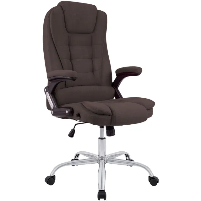 CLP Ergonomische Bureaustoel Thor - Draaibaar & Kantelbaar - Tot 150 kg - Chroom Onderstel - bruin