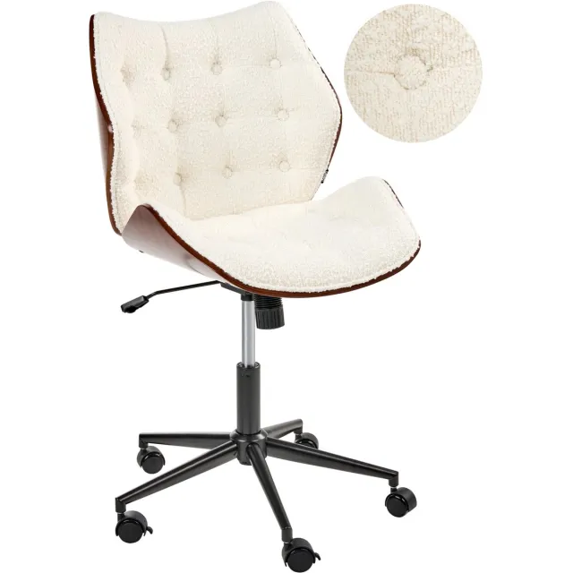 Beliani LOMPOC - Bureaustoel - Donkerhout/Off-white - Bouclé Bruin